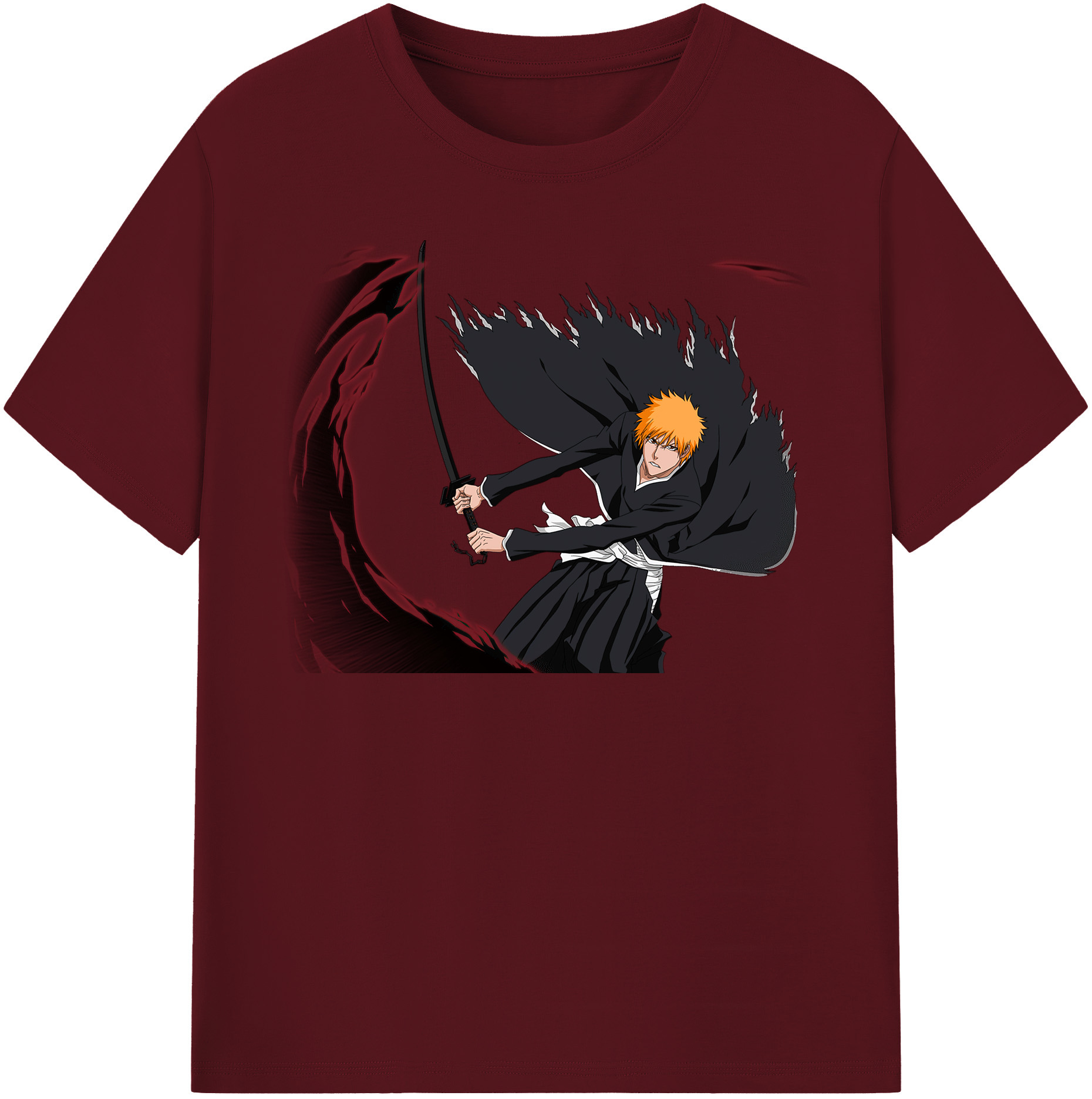（画像用） ブリーチ 黒崎一護（くろさき いちご）BLEACH Kurosaki Ichigo 綿100％半袖Tシャツ（フロントプリント）